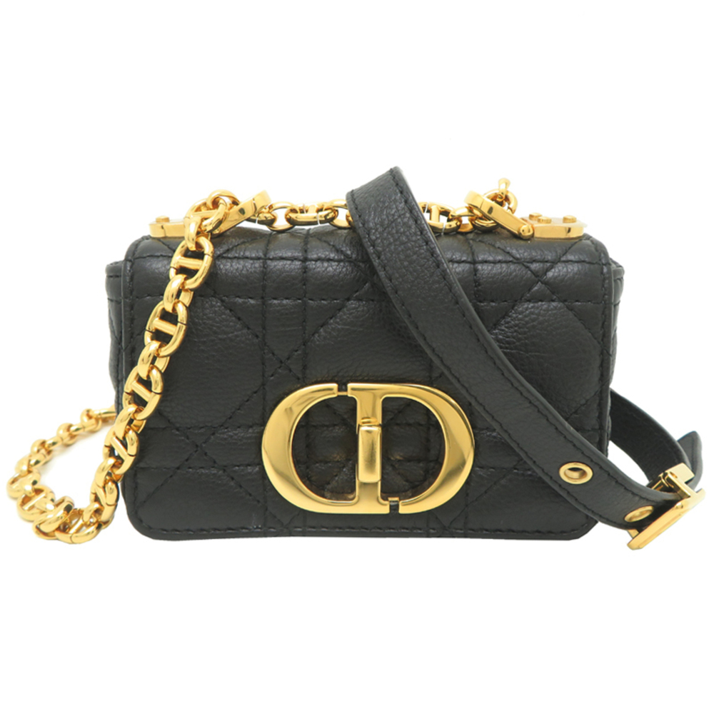 Christian Dior Caro Small Women's Shoulder Bag, Leather, Black